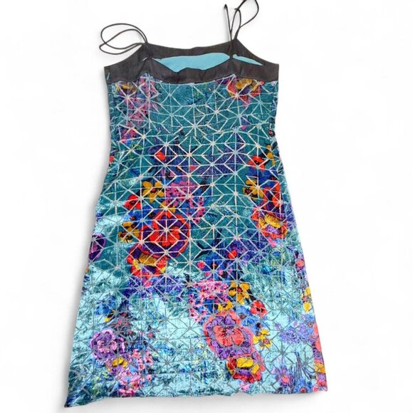 Anthropologie Moulinette Soeurs Floral Print Velvet Slip Dress Size 8 - Picture 7 of 9